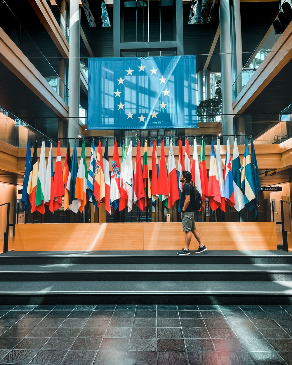 Banderas europeas en el Parlamento Europeo de Estrasburgo
